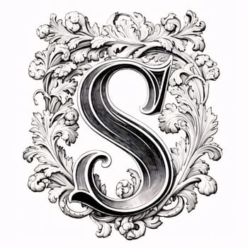 Graphic alphabet letters: Luxury capital letter S with ornament on a white background.