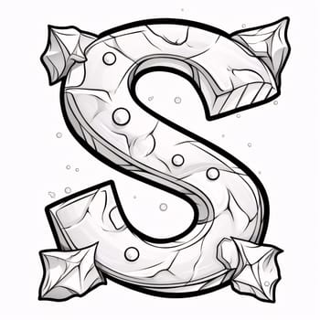 Graphic alphabet letters: The letter S in the style of ice crystals. Vector illustration.