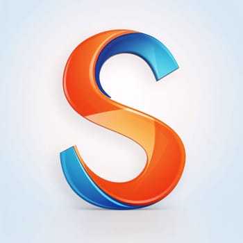 Graphic alphabet letters: 3d glossy blue and orange letter S isolated on white background.
