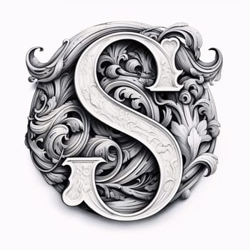 Graphic alphabet letters: Luxury capital letter S in Victorian style. 3D rendering
