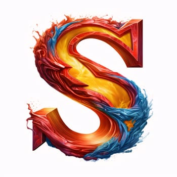 Graphic alphabet letters: Alphabet letter S made of fire and smoke isolated on white background