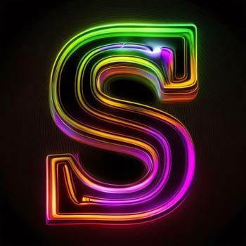 Graphic alphabet letters: Neon light letter S, vector illustration, eps10.