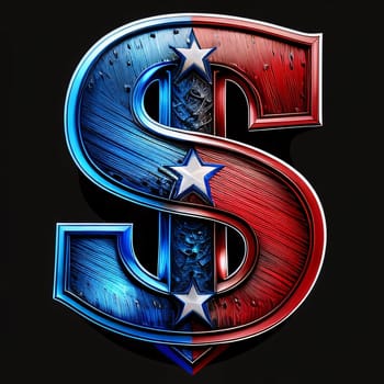 Graphic alphabet letters: Dollar sign with american stars and stripes - 3d illustration