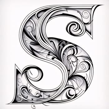 Graphic alphabet letters: Alphabet S in the style of Baroque. Vector illustration.