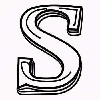 Graphic alphabet letters: Sketch font - letter S. Black and white vector illustration.