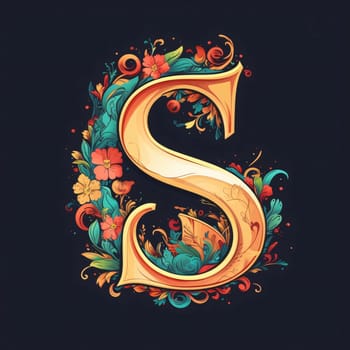 Graphic alphabet letters: Beautiful decorative letter S in the style of baroque.