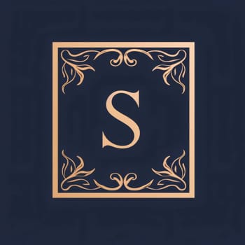 Graphic alphabet letters: Vintage ornamental letter S logo in art deco style. Template for design