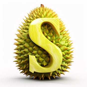 Graphic alphabet letters: Durian letter isolated on a white background. 3d rendering.