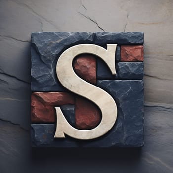 Graphic alphabet letters: Letter S on stone background. 3d rendering. Computer digital drawing.