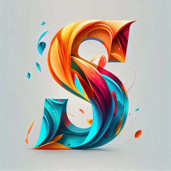 Graphic alphabet letters: 3d letter S uppercase. Colorful 3d font.