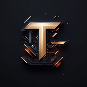 Graphic alphabet letters: Vector illustration of letter T in 3d style on black background.