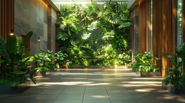 Interior fragment with a variety of indoor plants . Concept of ecological interior. Design in biophilia style.