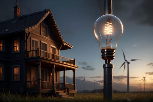 house and light bulb, alternative sources of electricity .