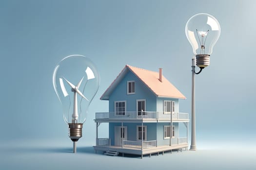 house and light bulb, alternative sources of electricity .