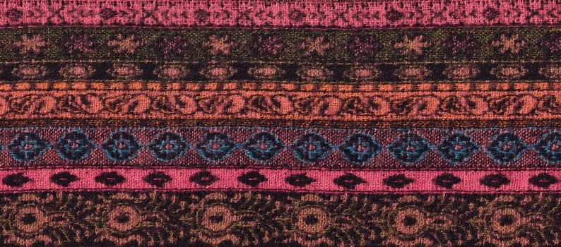 Nepalese textile background. Woven ethnic fabric