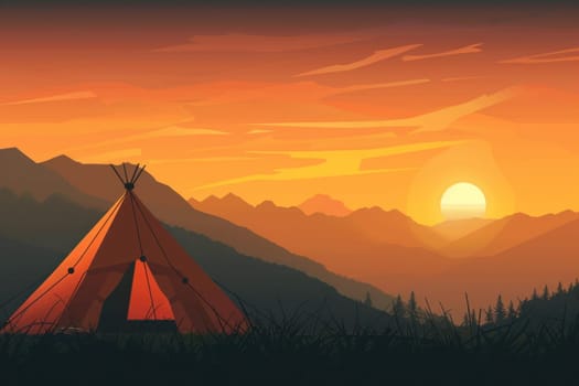 Traveling to the sunset teepee in the majestic mountains a peaceful escape into nature's beauty