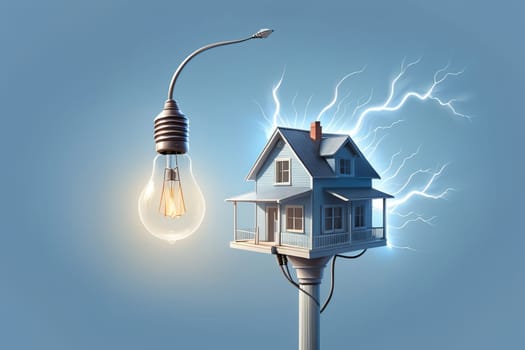 house and light bulb, alternative sources of electricity .