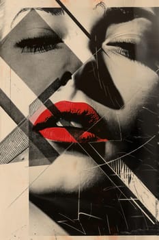 Beauty on geometric elegance bold red lips stand out against abstract background shapes