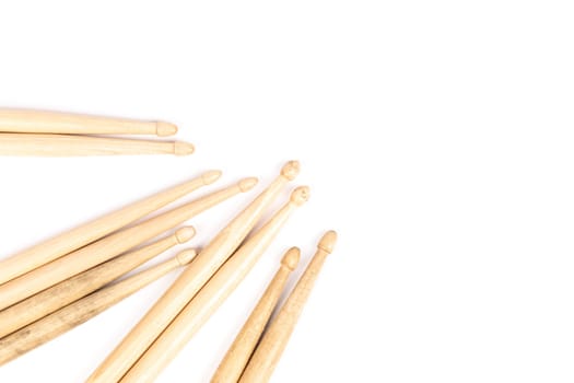 Drum sticks isolated on white background, copy space. High quality photo