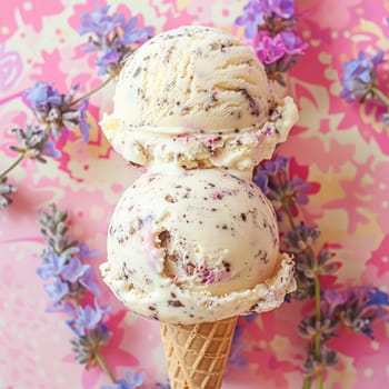 Ice cream colourful summer treat, sweet dessert in summertime, holiday food idea