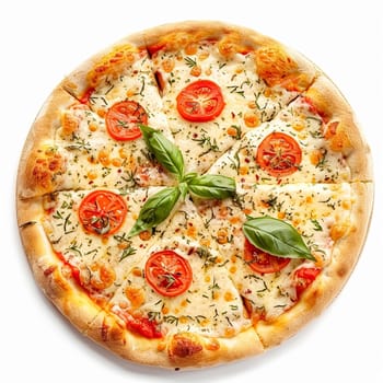 Pizza isolated on white background, online delivery from pizzeria, take away and fast food concept