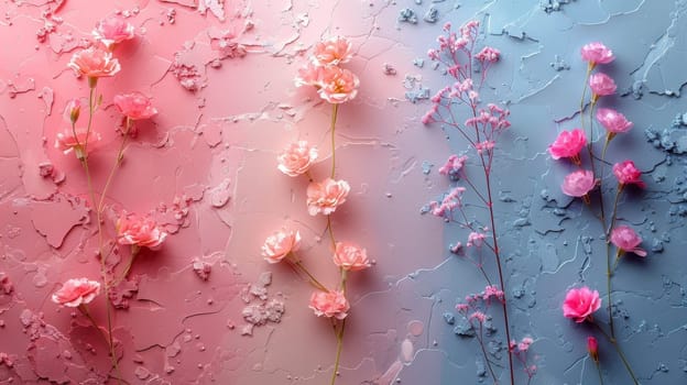 Multicolored flowers on a multicolored background. Environmental background design.