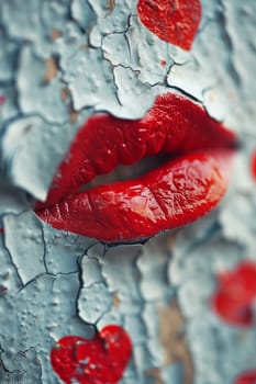 A detailed view of a vibrant red lipstick placed on a rustic piece of wood, highlighting the color and texture of the makeup product.