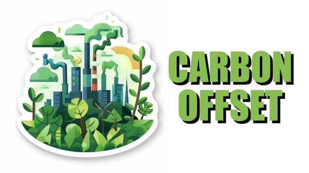 A sticker with the words carbon offset printed on it, symbolizing environmental responsibility and the reduction of carbon emissions.
