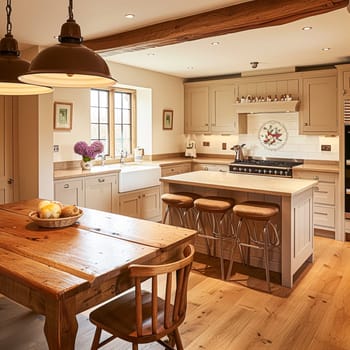 Bespoke kitchen design, country house and cottage interior design, English countryside style renovation and home decor idea