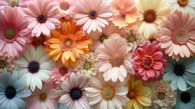 Close-up of bright colorful flowers. Background of flowers.