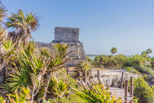 Beautiful archaeological site of the Mayan culture in Tulum, Mexico.