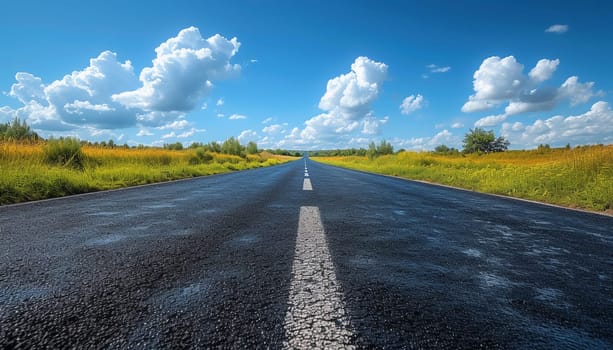 The prospect of a road stretching into the distance, against the background of nature. High quality photo