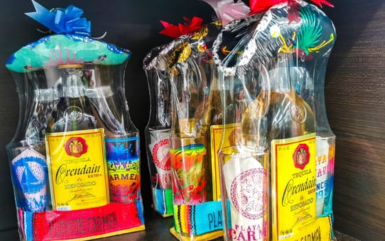 Playa del Carmen Quintana Roo Mexico 14. May 2021 Mexican and Mayan souvenirs on the supermarket shelf in Playa del Carmen Quintana Roo Mexico.