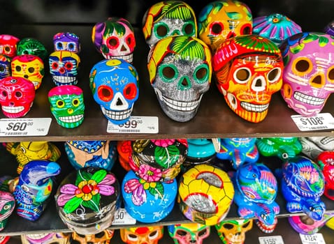 Playa del Carmen Quintana Roo Mexico 14. May 2021 Mexican and Mayan souvenirs on the supermarket shelf in Playa del Carmen Quintana Roo Mexico.