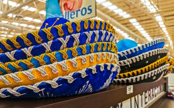 Playa del Carmen Quintana Roo Mexico 14. May 2021 Mexican and Mayan souvenirs on the supermarket shelf in Playa del Carmen Quintana Roo Mexico.