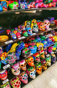 Playa del Carmen Quintana Roo Mexico 14. May 2021 Mexican and Mayan souvenirs on the supermarket shelf in Playa del Carmen Quintana Roo Mexico.