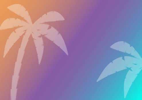 Illustrative template with palmtrees and a colorful background.