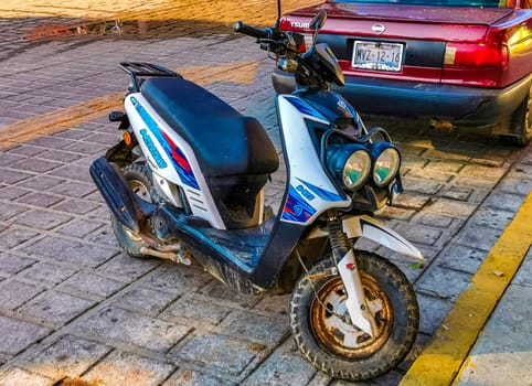 Scooters Motorcycles Motorbikes Outdoor in Zicatela Puerto Escondido Oaxaca Mexico.