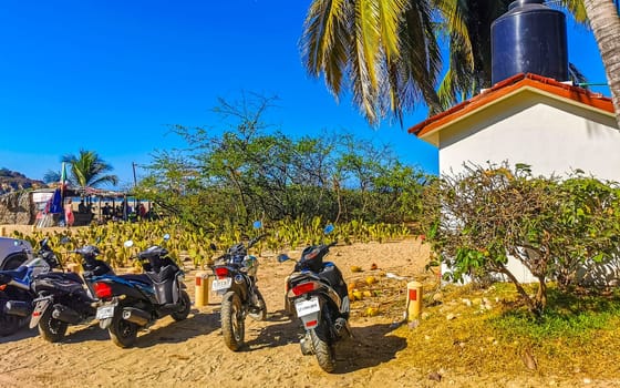 Scooters Motorcycles Motorbikes Outdoor in Zicatela Puerto Escondido Oaxaca Mexico.