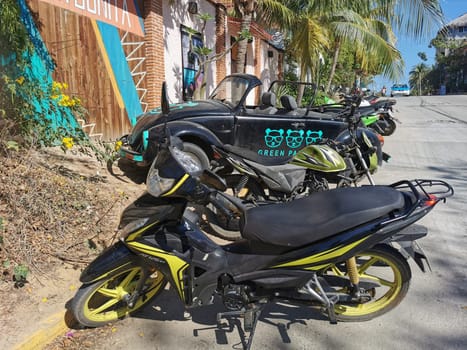 Scooters Motorcycles Motorbikes Outdoor in Zicatela Puerto Escondido Oaxaca Mexico.