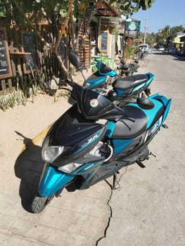 Scooters Motorcycles Motorbikes Outdoor in Zicatela Puerto Escondido Oaxaca Mexico.