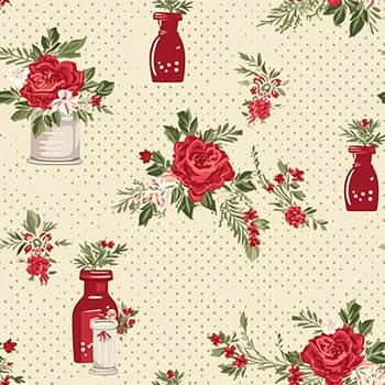 Seamless pattern, tileable holiday flowers in vase, country dots print for wallpaper, wrapping paper, scrapbook, fabric and product design motif