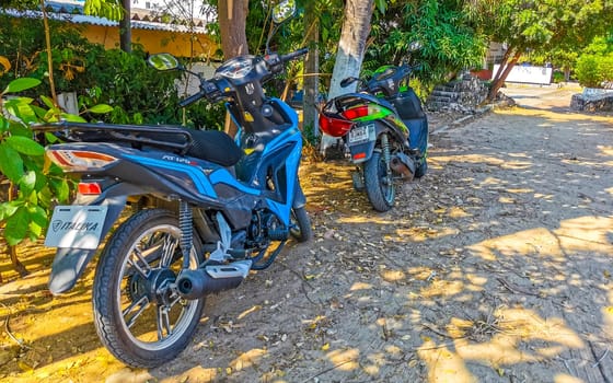 Scooters Motorcycles Motorbikes Outdoor in Zicatela Puerto Escondido Oaxaca Mexico.