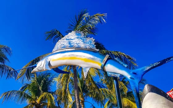 Swordfish fish statue sculpture figure in Zicatela Puerto Escondido Oaxaca Mexico.