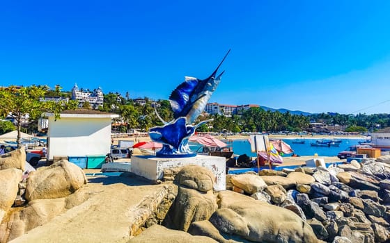 Swordfish fish statue sculpture figure in Zicatela Puerto Escondido Oaxaca Mexico.