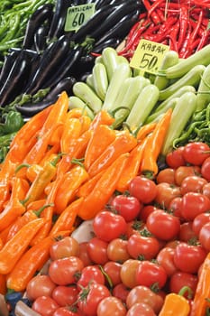 fresh vegetables selling in a super shop in turkey ..