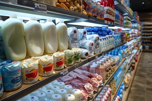 A large store with many shelves and aisles. The store is empty and the lights are on