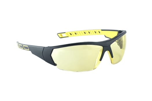 Work safety glasses yellow lens isolated on a white background