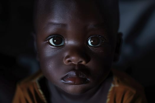 bald African children. Portrait of African boys looking at camera. Poverty in Africa concept. . Generative AI.