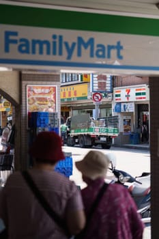 Taiwan, Taipei - May 01, 2024: Front of a Familymart convenience store in Taipei.